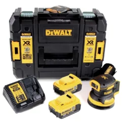 DeWalt DCW 210 M2 Akku Exzenterschleifer Brushless 18V 12.000U/min 125mm + 2x Akkus 4,0 Ah + 1x Schnellladegerät In TSTAK