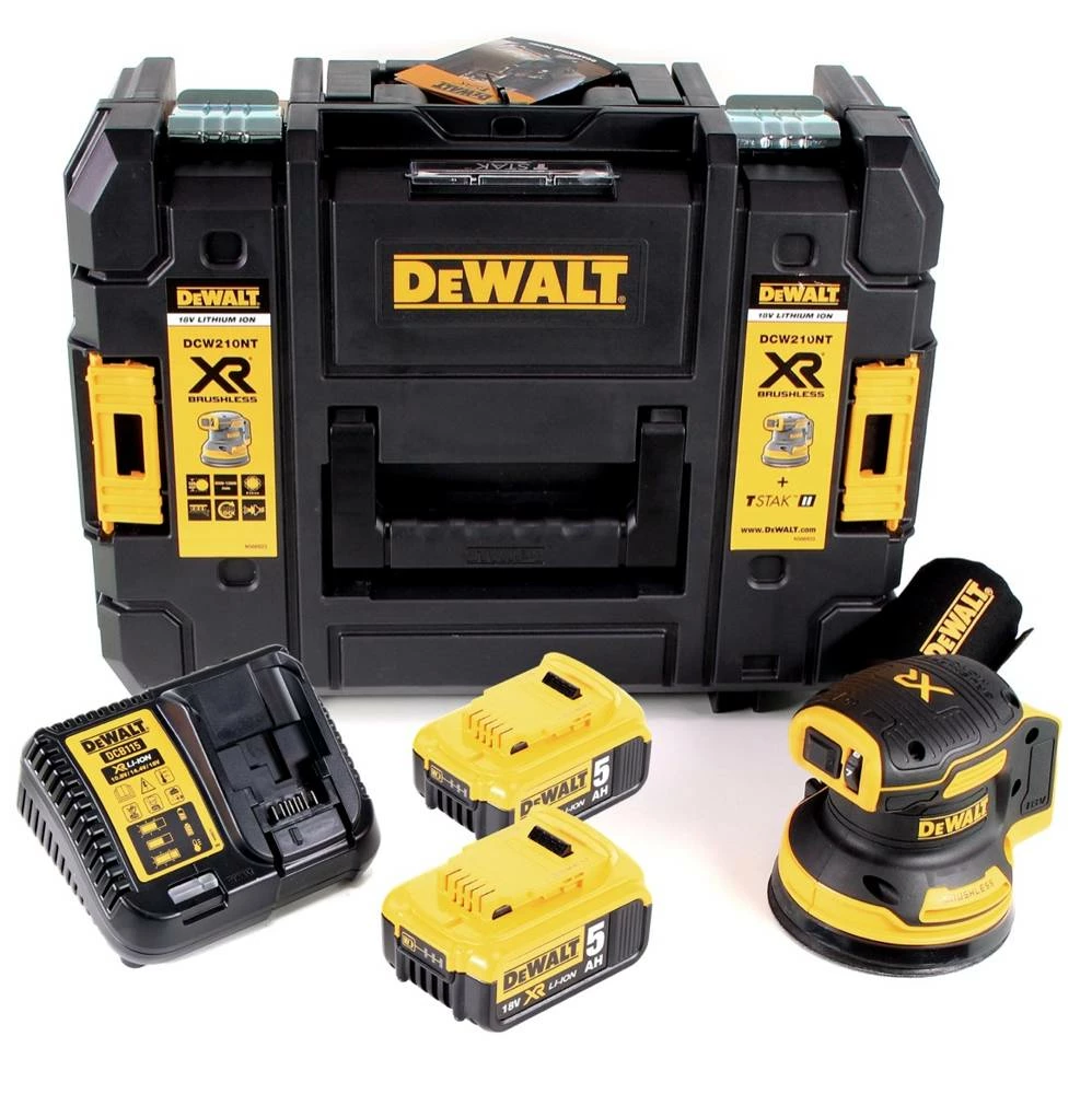 DeWalt DCW 210 P2 Akku Exzenterschleifer Brushless 18V 12.000U/min 125mm + 2x Akkus 5,0 Ah + 1x Schnellladegerät In TSTAK 1 DeWalt DCW 210 P2 Akku Exzenterschleifer Brushless 18V 12.000U/min 125mm + 2x Akkus 5,0 Ah + 1x Schnellladegerät In TSTAK