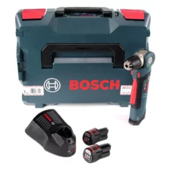 Bosch GWB 12V-10 Akku Winkelbohrmaschine 12V 11Nm + 2x Akku 3,0Ah + Ladegerät + L-Boxx