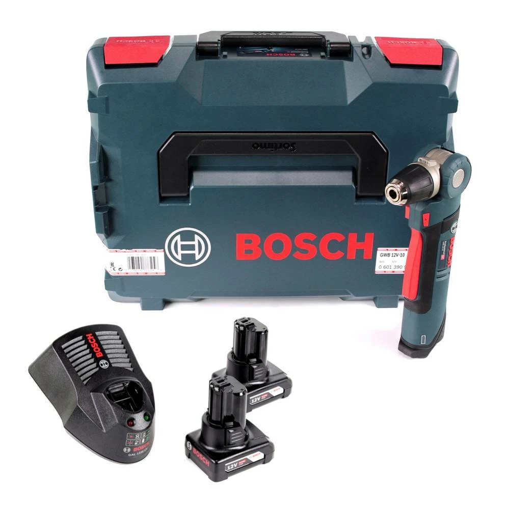 Bosch GWB 12V-10 Akku Winkelbohrmaschine 12V + L-Boxx + 2x Akku 6,0Ah + 1x Ladegerät 1 Bosch GWB 12V-10 Akku Winkelbohrmaschine 12V + L-Boxx + 2x Akku 6,0Ah + 1x Ladegerät