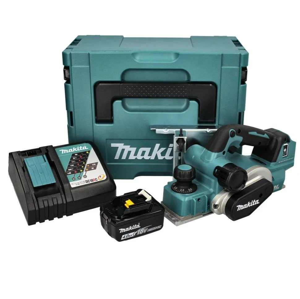 Makita DKP 181 RM1J Akku Hobel Falzhobel 82 Mm 18 V Brushless + 1x Akku 4,0 Ah + Ladegerät + Makpac 1 Makita DKP 181 RM1J Akku Hobel Falzhobel 82 Mm 18 V Brushless + 1x Akku 4,0 Ah + Ladegerät + Makpac