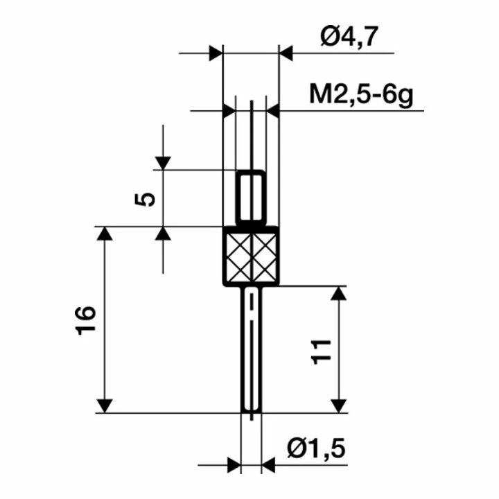 Messeins.D.1,5mm L.11mm Stift M2,5 HM Z.Messuhren KÄFER 1 Messeins.D.1,5mm L.11mm Stift M2,5 HM Z.Messuhren KÄFER