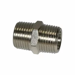 RIEGLER Doppelgewindenippel G 1 A. G 1 A. SW 41 Messing Vernickelt