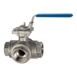 RIEGLER 3-Wege-Kugelhahn, T-Bohrung, Edelstahl 1.4408, G 3/4, DN 16