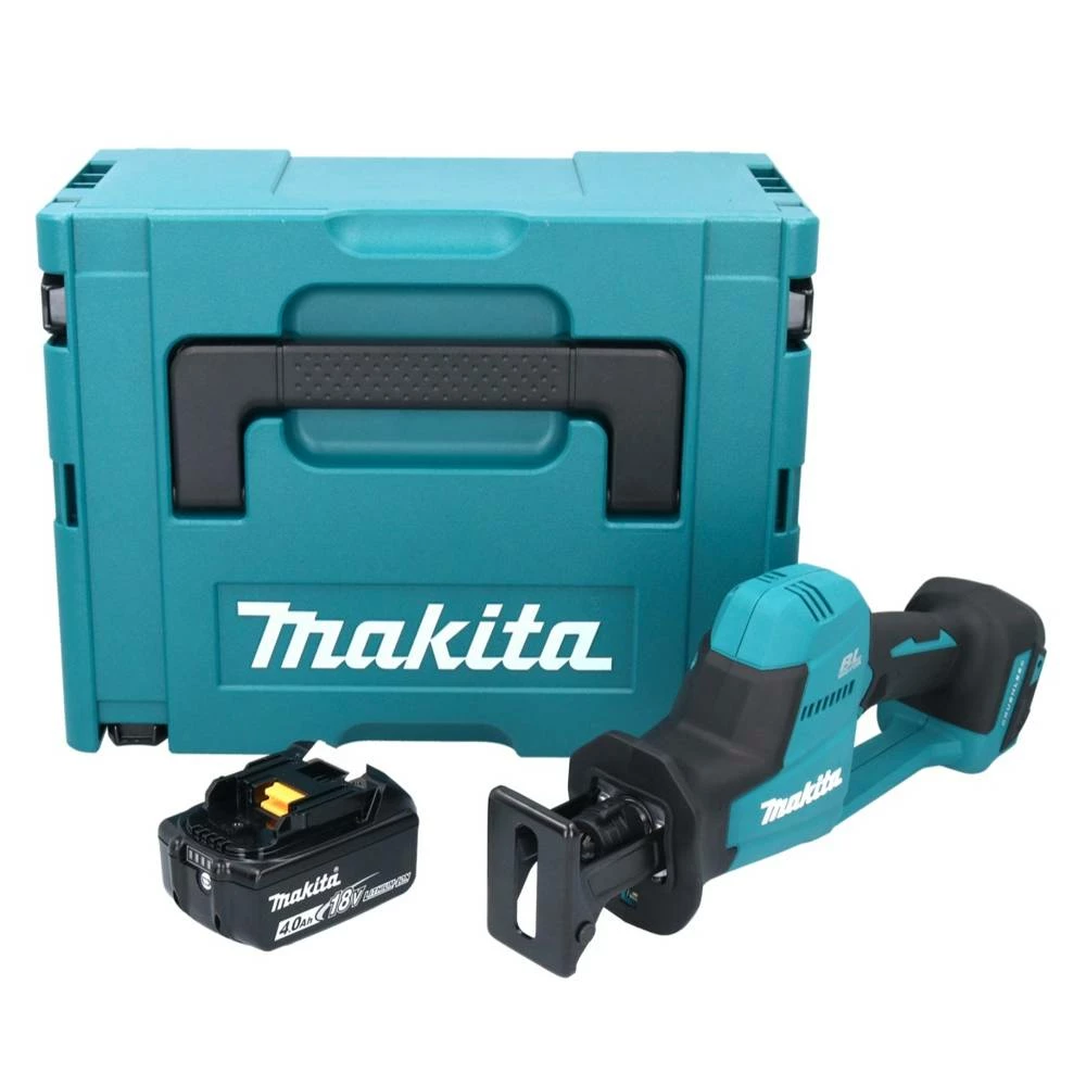 Makita DJR 189 M1J Akku Reciprosäge Säbelsäge 18 V Brushless + 1x Akku 4,0 Ah + Makpac - Ohne Ladegerät 1 Makita DJR 189 M1J Akku Reciprosäge Säbelsäge 18 V Brushless + 1x Akku 4,0 Ah + Makpac - Ohne Ladegerät