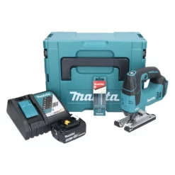 Makita DJV 182 RF1J Akku Stichsäge 18 V Brushless + 1x Akku 3,0 Ah + Ladegerät + 5 Tlg. Stichsägeblatt Set + Makpac
