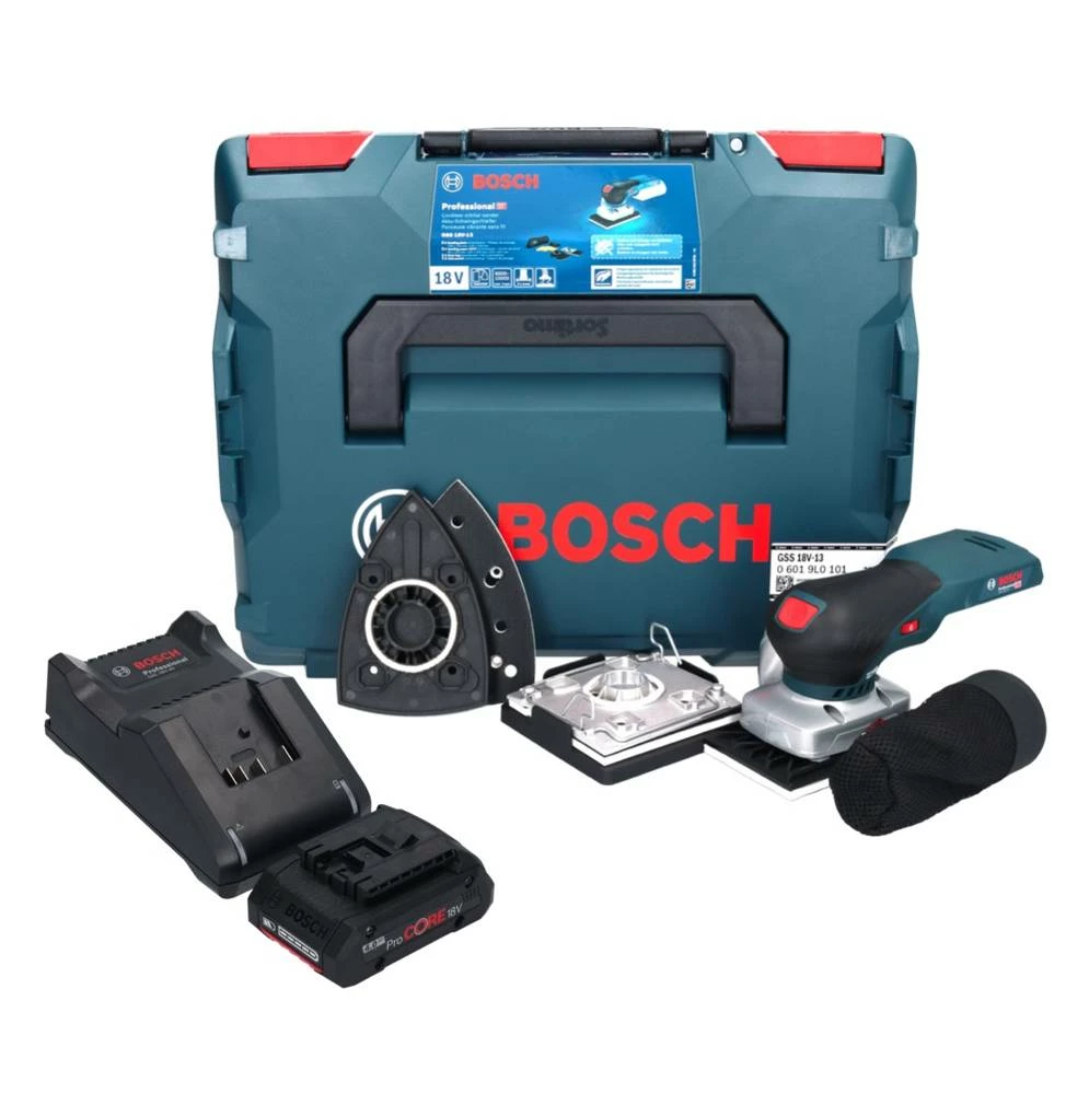 Bosch GSS 18V-13 Akku Schwingschleifer 18 V + 1x ProCORE Akku 4,0 Ah + Ladegerät + L-BOXX 1 Bosch GSS 18V-13 Akku Schwingschleifer 18 V + 1x ProCORE Akku 4,0 Ah + Ladegerät + L-BOXX