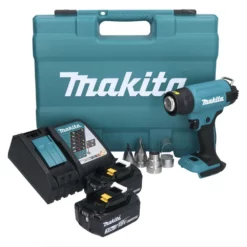 Makita DHG 181 RFK Akku Heißluftgebläse 18 V 150 - 550°C + 2x Akku 3,0 Ah + Ladegerät + Koffer