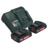 Metabo Basic Set 2x Li-Power Akkupack 18 V 2,0 Ah Akku + SC 30 Ladegerät ( 685161000 )