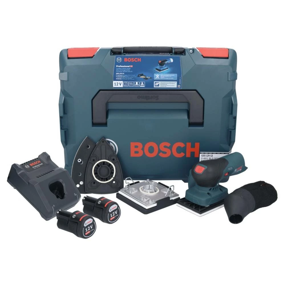 Bosch GSS 12V-13 Professional Akku Schwingschleifer 12 V + 2x Akku 2,0 Ah + Ladegerät + L-BOXX 1 Bosch GSS 12V-13 Professional Akku Schwingschleifer 12 V + 2x Akku 2,0 Ah + Ladegerät + L-BOXX