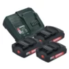 Metabo Basic Set 3x Li-Power Akkupack 18 V 2,0 Ah ( 3x 625596000 ) + SC 30 Ladegerät 12 - 18 V ( 316067840 )