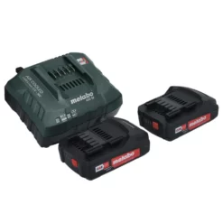 Metabo Basic Set 2x Li-Power Akkupack 18 V 2,0 Ah CAS Li-Ion Akku ( 2x 625596000 ) + ASC 55 Ladegerät AIR COOLED 12 - 36 V ( 627044000 )