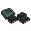Metabo Basic Set 3x Li-Power Akkupack 18 V 2,0 Ah CAS Li-Ion Akku ( 3x 625596000 ) + ASC 55 Ladegerät AIR COOLED 12 - 36 V ( 627044000 )