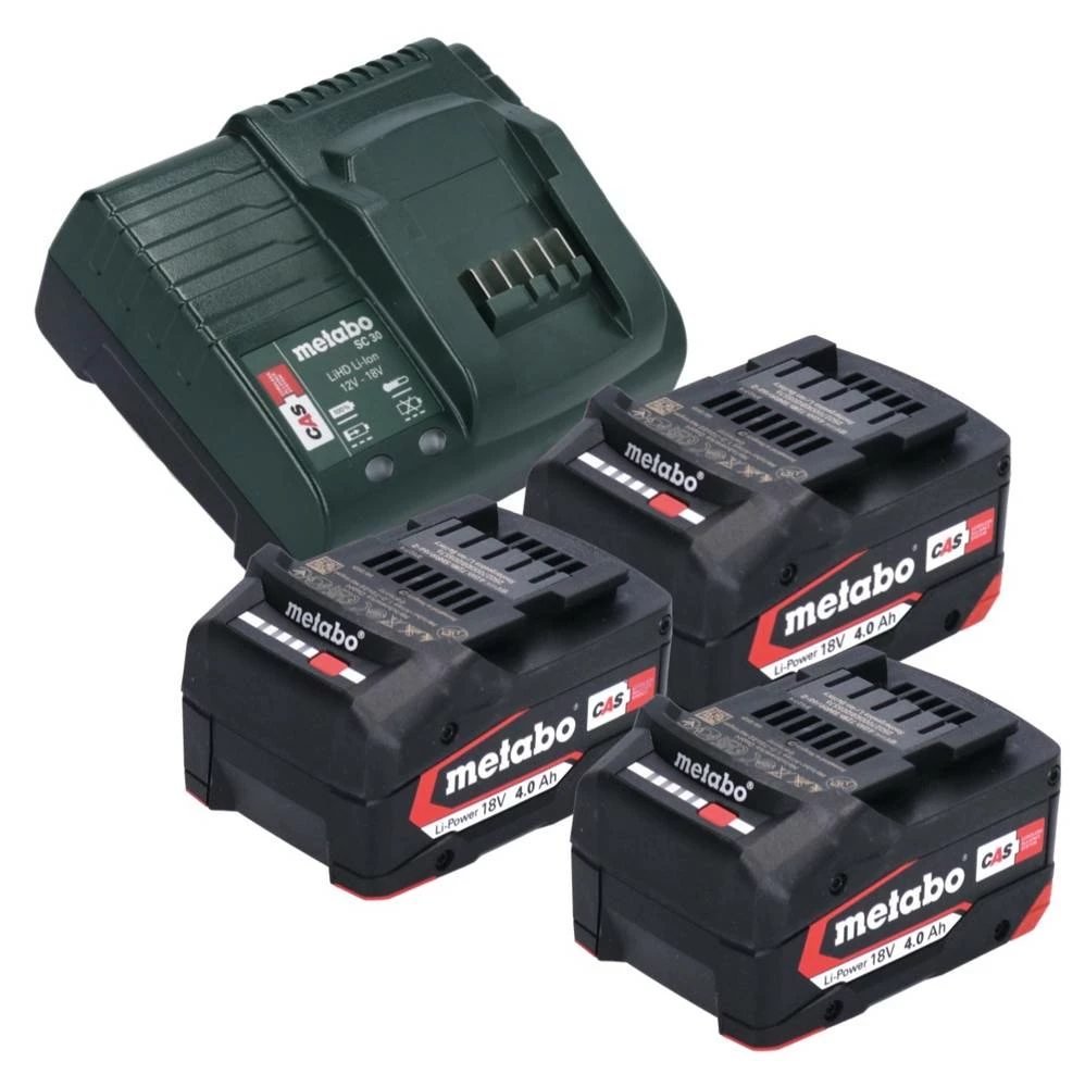 Metabo Basic Set 3x Li-Power Akkupack 18 V 4,0 Ah + Metabo SC 30 Ladegerät 12 - 18 V 1 Metabo Basic Set 3x Li-Power Akkupack 18 V 4,0 Ah + Metabo SC 30 Ladegerät 12 - 18 V