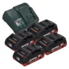 Metabo Basic Set 4x LiHD Akkupack 18 V 4,0 Ah ( 4x 625367000 ) + Metabo SC 30 Ladegerät 12 - 18 V ( 316067840 )