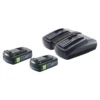 Festool Energie Set 2x BP 18 Li 3,0 C Akku 18 V 3,0 Ah / 3000 MAh Li-Ion ( 2x 577658 ) + TCL 6 DUO Doppel Ladegerät ( 577017 )