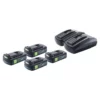 Festool Energie Set 4x BP 18 Li 3,0 C Akku 18 V 3,0 Ah / 3000 MAh Li-Ion ( 4x 577658 ) + TCL 6 DUO Doppel Ladegerät ( 577017 )