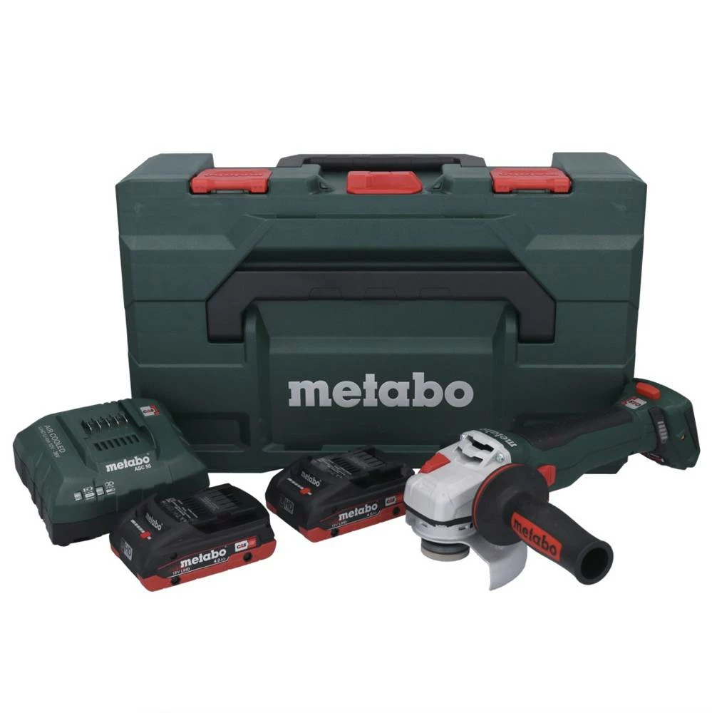 Metabo WB 18 LT BL 11-125 Quick Akku Winkelschleifer 18 V 125 Mm Brushless + 2x Akku 4,0 Ah + Ladegerät + MetaBOX 1 Metabo WB 18 LT BL 11-125 Quick Akku Winkelschleifer 18 V 125 Mm Brushless + 2x Akku 4,0 Ah + Ladegerät + MetaBOX