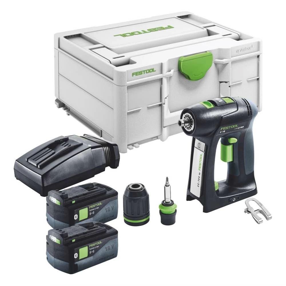 Festool C 18-Basic Akku Bohrschrauber 18 V 45 Nm Brushless + 2x Akku 5,0 Ah + Ladegerät + Systainer 1 Festool C 18-Basic Akku Bohrschrauber 18 V 45 Nm Brushless + 2x Akku 5,0 Ah + Ladegerät + Systainer