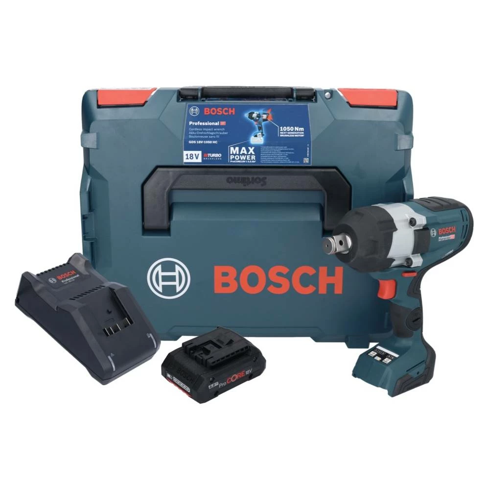 Bosch GDS 18V-1050 HC Akku Drehschlagschrauber 18 V 1050 Nm BITURBO Brushless + 1x ProCORE Akku 4,0 Ah + Ladegerät + L-Boxx 1 Bosch GDS 18V-1050 HC Akku Drehschlagschrauber 18 V 1050 Nm BITURBO Brushless + 1x ProCORE Akku 4,0 Ah + Ladegerät + L-Boxx