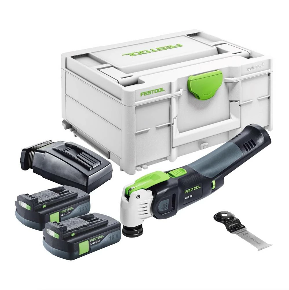 Festool VECTURO OSC 18 E-Basic Akku Oszillierer 18 V Starlock Max Brushless + 2x Akku 3,0 Ah + Ladegerät + Systainer 1 Festool VECTURO OSC 18 E-Basic Akku Oszillierer 18 V Starlock Max Brushless + 2x Akku 3,0 Ah + Ladegerät + Systainer