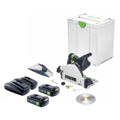 Festool TSC 55 KEB-Basic Akku Tauchsäge 18 V / 36 V ( 2x 18 V ) 160 Mm Brushless + 2x Akku 3,0 Ah + Doppelladegerät + Systainer