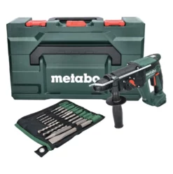 Metabo KH 18 LTX 24 Akku Kombihammer 18 V 2,1 J SDS Plus + 10 Tlg. Bohrer Und Meißel Set + MetaBOX - Ohne Akku, Ohne Ladegerät
