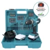 Makita HP 488 DAEX1 Akku Schlagbohrschrauber 18 V 42 Nm G-Serie + 2x Akku 2,0 Ah + Ladegerät + 74 Tlg. Zubehörset + Koffer