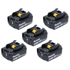 Makita Akku Set 5x BL 1830 B 18 V 3,0 Ah / 3000 MAh Li-Ion ( 5x 197599-5 ) Mit LED Anzeige - Original, Kein Nachbau
