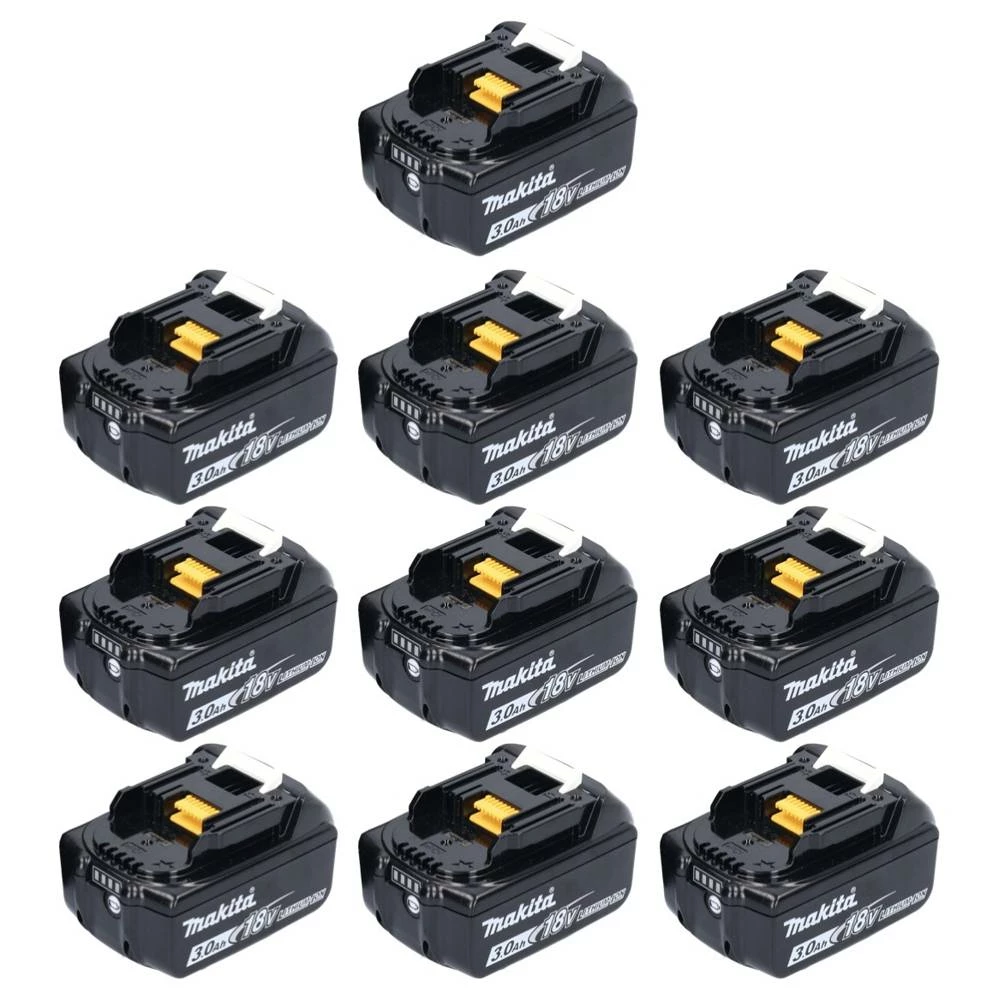 Makita Akku Set 10x BL 1830 B 18 V 3,0 Ah / 3000 MAh Li-Ion ( 10x 197599-5 ) Mit LED Anzeige - Original, Kein Nachbau 1 Makita Akku Set 10x BL 1830 B 18 V 3,0 Ah / 3000 MAh Li-Ion ( 10x 197599-5 ) Mit LED Anzeige - Original, Kein Nachbau