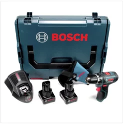 Bosch GSR 12V-15 Akku Bohrschrauber 12V 30Nm + 2x Akku 6,0Ah + Ladegerät + L-Boxx