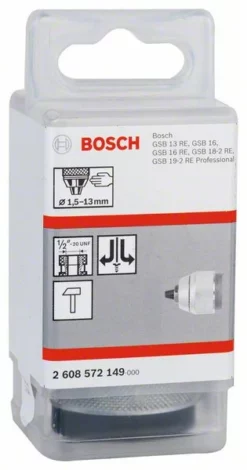 Bosch Schnellspannbohrfutter Verchromt, 1,5 Bis 13 Mm, 1/2 Zoll Bis 20 (2 608 572 149)