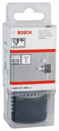 Bosch Zahnkranzbohrfutter Bis 13 Mm, 1,5 - 13 Mm, 1/2 Zoll - 20, Mit Ersatzschlüssel (1 608 571 048)
